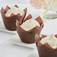 Enjay Chocolate Brown Tulip Baking Cup 2 inch x 3 inch - 1000/Case