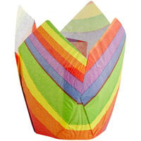 Enjay Rainbow Print Tulip Baking Cup 2" x 3 1/4" - 1000/Case