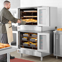 Cooking Performance Group FGC20DDNK Deep Depth Double Deck Full Size Natural Gas Convection Oven with Legs - 120,000 BTU