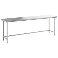 Steelton 24 inch x 96 inch 18-Gauge 430 Stainless Steel Open Base Work Table