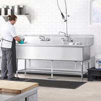 Regency Spec Line 81 inch 14 Gauge Stainless Steel Three Compartment Commercial Sink - 24 inch x 24 inch x 14 inch Bowls