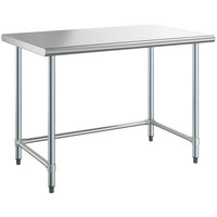 Steelton 30 inch x 48 inch 18-Gauge 430 Stainless Steel Open Base Work Table