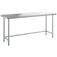 Steelton 24 inch x 72 inch 18-Gauge 430 Stainless Steel Open Base Work Table