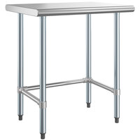 Steelton 24 inch x 30 inch 18-Gauge 430 Stainless Steel Open Base Work Table