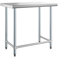 Steelton 24 inch x 36 inch 18-Gauge 430 Stainless Steel Open Base Work Table