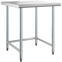 Steelton 30 inch x 30 inch 18-Gauge 430 Stainless Steel Open Base Work Table