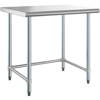 Steelton 30 inch x 36 inch 18-Gauge 430 Stainless Steel Open Base Work Table