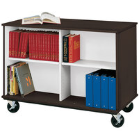 I.D. Systems 36 inch Tall Midnight Maple Double Sided Mobile Book Cart 80103Z36023