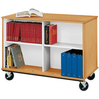 I.D. Systems 36 inch Tall Maple Double Sided Mobile Book Cart 80103Z36073