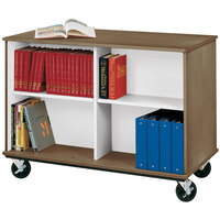 I.D. Systems 36 inch Tall Roman Walnut Double Sided Mobile Book Cart 80103Z36021