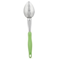 Vollrath 6414270 Jacob's Pride 14" Heavy-Duty Perforated Basting Spoon with Green Ergo Grip Handle