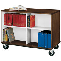 I.D. Systems 36 inch Tall Dark Walnut Double Sided Mobile Book Cart 80103Z36022