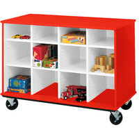 I.D. Systems 36 inch Tall Tulip Red Open Mobile Cubbie Storage Cart 80239Z36043