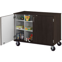 I.D. Systems 36 inch Tall Midnight Maple Mobile Cubbie Storage Cart with Locking Doors 80240F36023