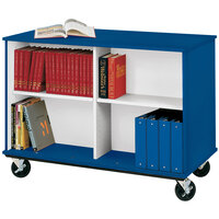 I.D. Systems 36 inch Tall Royal Blue Double Sided Mobile Book Cart 80103Z36045