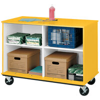 I.D. Systems 36 inch Tall Sun Yellow Open Divided Storage Cart 80138Z36042