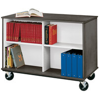 I.D. Systems 36 inch Tall Dark Elm Double Sided Mobile Book Cart 80103Z36020