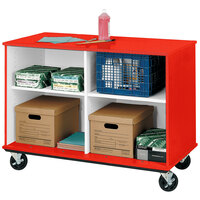 I.D. Systems 36 inch Tall Tulip Red Open Divided Storage Cart 80138Z36043