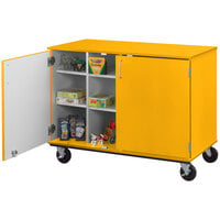 I.D. Systems 36 inch Tall Sun Yellow Mobile Cubbie Storage Cart with Locking Doors 80240F36042