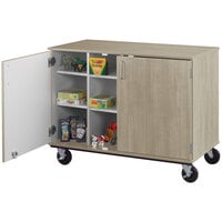 I.D. Systems 36 inch Tall Natural Elm Mobile Cubbie Storage Cart with Locking Doors 80240F36019