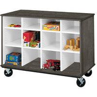 I.D. Systems 36 inch Tall Dark Elm Open Mobile Cubbie Storage Cart 80239Z36020
