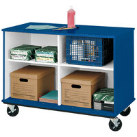 I.D. Systems 36 inch Tall Royal Blue Open Divided Storage Cart 80138Z36045