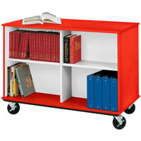 I.D. Systems 36 inch Tall Tulip Red Double Sided Mobile Book Cart 80103Z36043