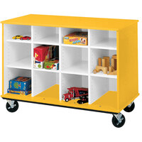 I.D. Systems 36 inch Tall Sun Yellow Open Mobile Cubbie Storage Cart 80239Z36042