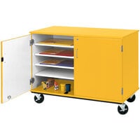 I.D. Systems 36 inch Sun Yellow Slotted Storage Cart with Locking Door 80117F36042