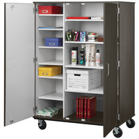 I.D. Systems 67 inch Tall Dark Elm Closed Shelf Storage Cart with Lock 80185F67020