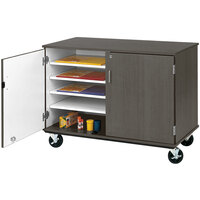 I.D. Systems 36 inch Dark Elm Slotted Storage Cart with Locking Door 80117F36020