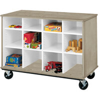 I.D. Systems 36 inch Tall Natural Elm Open Mobile Cubbie Storage Cart 80239Z36019