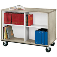 I.D. Systems 36 inch Tall Natural Elm Double Sided Mobile Book Cart 80103Z36019