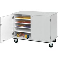I.D. Systems 36 inch Fashion Grey Slotted Storage Cart with Locking Door 80117F36010