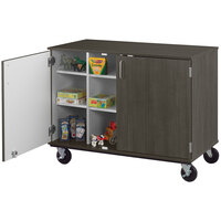 I.D. Systems 36 inch Tall Dark Elm Mobile Cubbie Storage Cart with Locking Doors 80240F36020