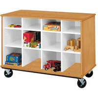 I.D. Systems 36 inch Tall Maple Open Mobile Cubbie Storage Cart 80239Z36073