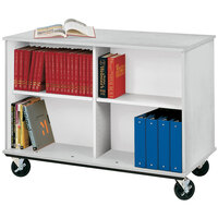 I.D. Systems 36 inch Tall Fashion Grey Double Sided Mobile Book Cart 80103Z36010