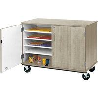 I.D. Systems 36 inch Natural Elm Slotted Storage Cart with Locking Door 80117F36019