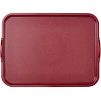 Cambro Camwear 14" x 18" Dark Cranberry Non-Skid Polycarbonate Fast Food Tray with Handles 1418CWNSH488 - 12/Pack