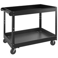 Hirsh Industries 36" x 24" Black Two-Shelf Steel Utility Cart 22641