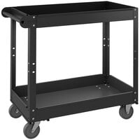 Hirsh Industries 30" x 16" Black Two-Shelf Steel Utility Cart 22639