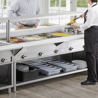 ServIt Five Pan Open Well Electric Steam Table with Partially Enclosed Base and Angled Sneeze Guard - 208/240V, 3750W
