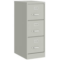Hirsh Industries 24857 Light Gray Three-Drawer Vertical Letter File Cabinet - 15 inch x 22 inch x 40 inch