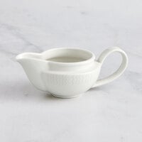 RAK Porcelain Leon 5.1 oz. Ivory Embossed Porcelain Gravy Boat - 6/Case