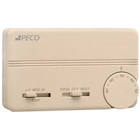 PECO Control Systems TA155-046 3-Speed Fan Coil Heat / Cool / Off Thermostat with Wire Leads and 2 White Covers; Temperature 50-90 Degrees Fahrenheit