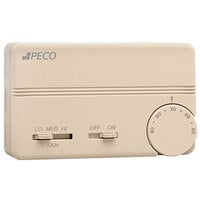 PECO Control Systems TB155-046 3-Speed Fan Coil Thermostat with Wire Leads and 2 White Covers