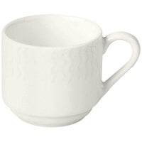 RAK Porcelain Leon 3.1 oz. Ivory Embossed Porcelain Stackable Cup - 12/Case