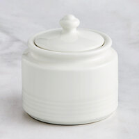 RAK Porcelain Rondo 9.2 oz. Ivory Embossed Porcelain Sugar Bowl and Lid - 6/Case