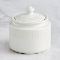 RAK Porcelain Leon 9.2 oz. Ivory Embossed Porcelain Sugar Bowl and Lid - 6/Case