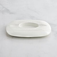 RAK Porcelain Leon 8 1/4" x 6 3/8" Ivory Embossed Porcelain Cigar Ashtray - 2/Case